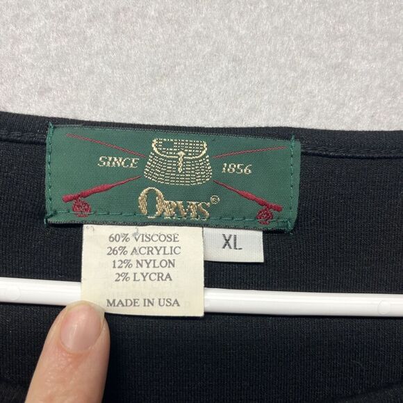 Vintage Orvis USA Made Black And White Striped t-shirt Size XL Viscose Boxy Fit - Picture 2 of 3